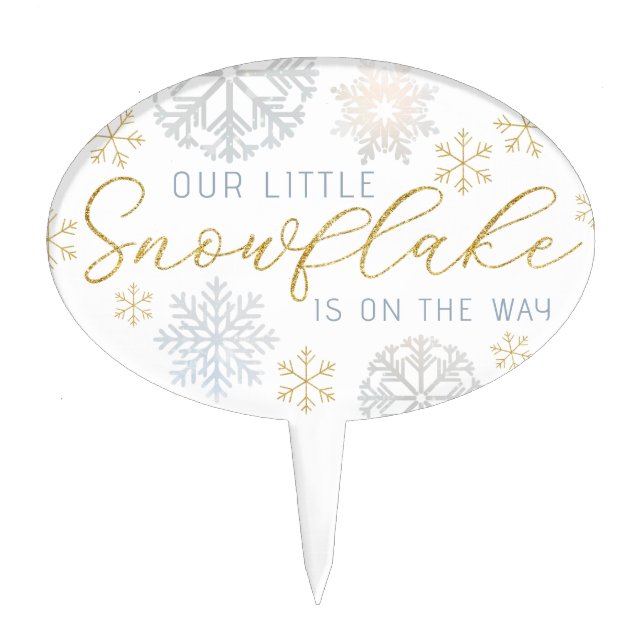 Blue Snowflake Baby Shower Cake Topper (Front)