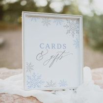 Blue Snowflake Baby Shower Cards and Gifts Sign