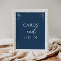 Blue Snowflake Baby Shower Cards and Gifts Sign