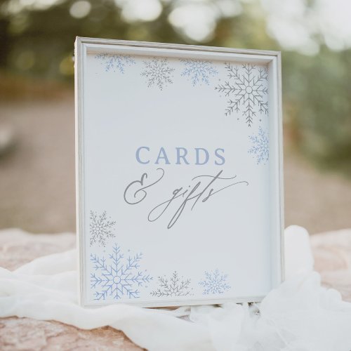 Blue Snowflake Baby Shower Cards and Gifts Sign