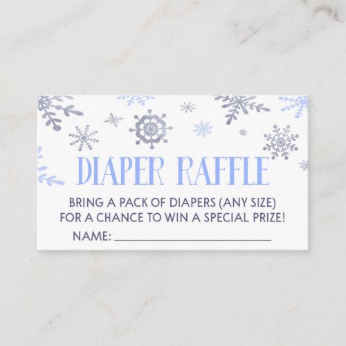 Blue Snowflake Baby Shower Diaper Raffle Card