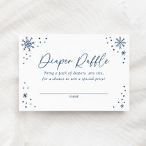 Blue Snowflake Baby Shower Diaper Raffle Ticket Enclosure Card