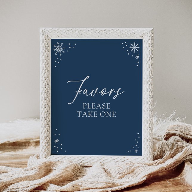 Blue Snowflake Baby Shower Favors Sign (Creator Uploaded)