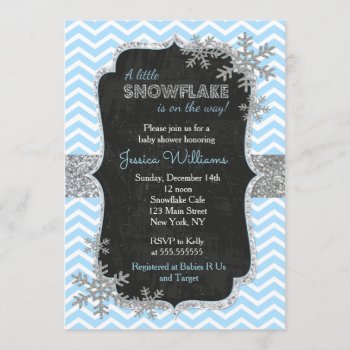 Blue Snowflake Baby Shower Invitations by Petit_Prints at Zazzle