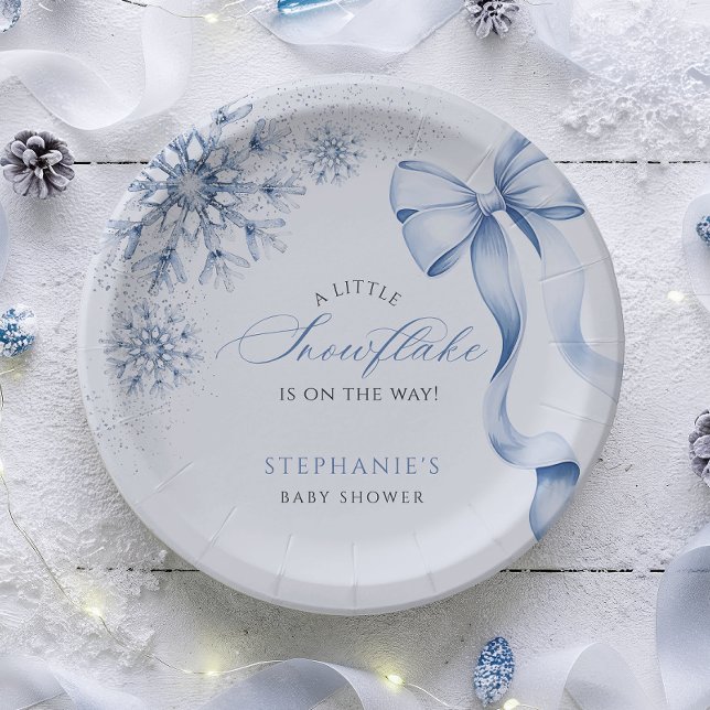 Blue Snowflake Baby Shower Paper Plates (Creator Uploaded)