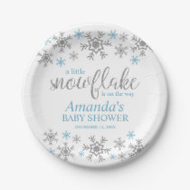 Blue Snowflake Baby Shower Paper Plates