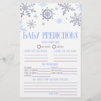 Blue Snowflake Baby Shower Predictions Activity Stationery