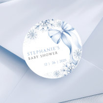 Blue Snowflake Baby Shower Stickers