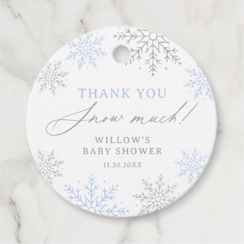 Blue Snowflake Baby Shower Thank You Snow Much Favor Tags