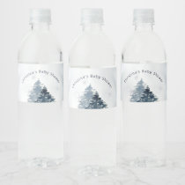 Blue snowflake baby shower water bottle label