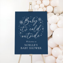 Blue Snowflake Baby Shower Welcome Sign