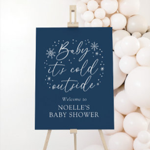 Blue Snowflake Baby Shower Welcome Sign