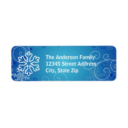 Blue Snowflake Background _ Return Address Label