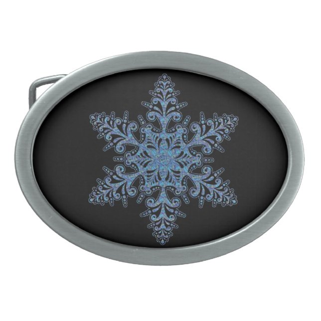 Blue Snowflake Belt Buckle (Front)