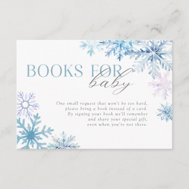 Blue Snowflake Books for Baby Insert Card 3.5x5 (Front)