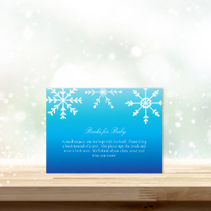 Blue Snowflake Books For Baby Shower Game Enclosure Card