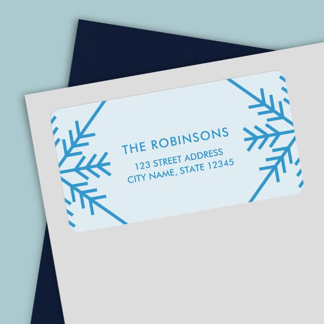 Blue Snowflake Border Return Address Label (Creator Uploaded)