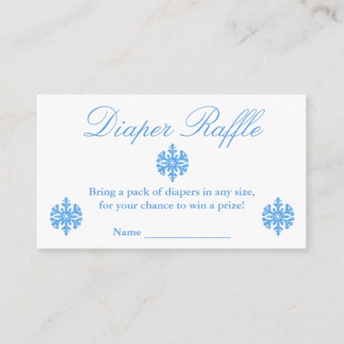 Blue Snowflake Boy Baby Shower Diaper Raffle Card