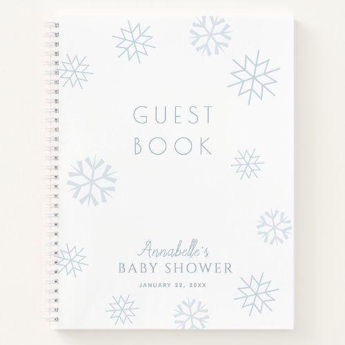 Blue Snowflake Boy Baby Shower Guest Book