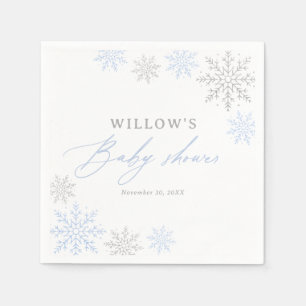 Blue Snowflake Boy Baby Shower Napkins