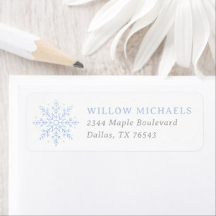 Blue Snowflake Boy Baby Shower Return Address Label