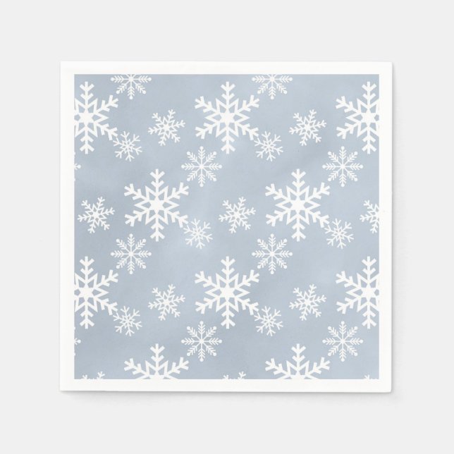 blue snowflake christmas baby shower birthday part napkins (Front)