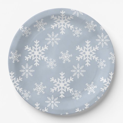 blue snowflake christmas baby shower birthday part paper plates