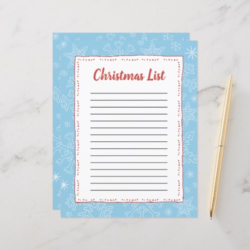Blue Snowflake Christmas BG Santa Wish List
