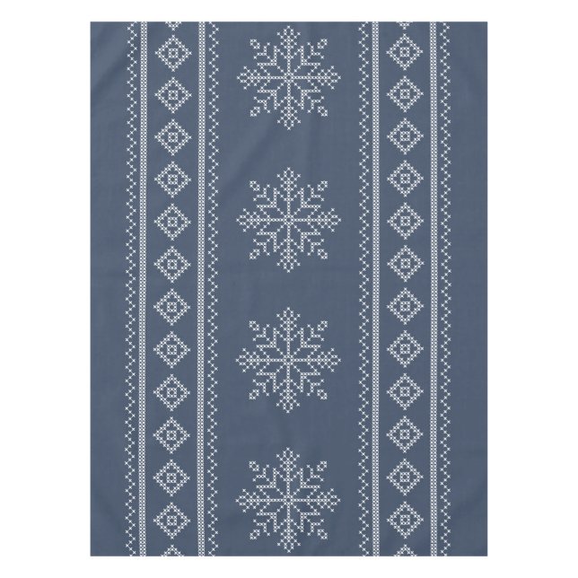 Blue snowflake christmas craft design tablecloth (Front)