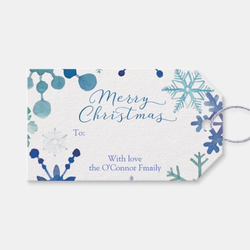 Blue Snowflake Christmas Gift Tag Sets