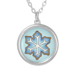 Blue Snowflake Christmas Hanukkah Holiday Necklace