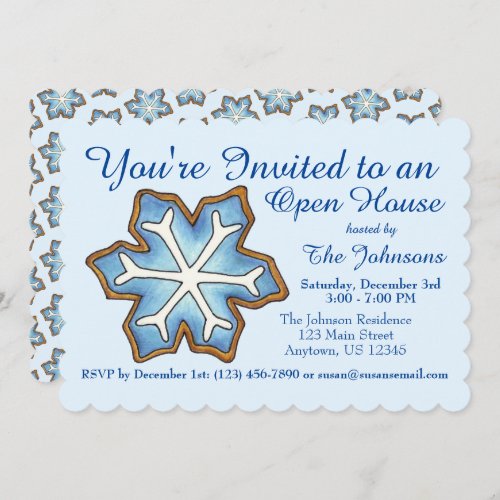 Blue Snowflake Christmas Hanukkah Holiday Party Invitation