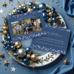 Blue Snowflake Christmas Modern Collage 3 Photos<br><div class="desc">Blue Snowflake Christmas Modern Collage 3 Photos Family Folder Holiday Card. Feel free to change the color of the background at the bottom to coordinate with the chosen photo for the front. IMPORTANT NOTICE: This design is part of a collection and has other coordinated elements that you can find in...</div>