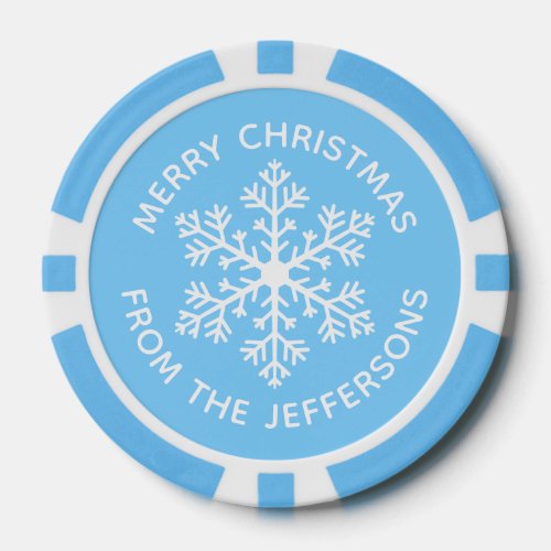 Blue Snowflake Christmas Poker Chips