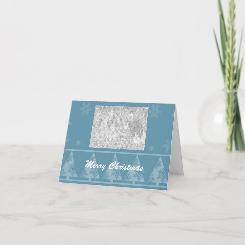 Blue Snowflake Christmas Tree Photo Cards