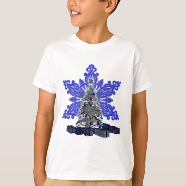 Blue Snowflake Christmas Tree Shirt (Front)