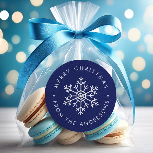 Blue Snowflake Classic Round Sticker