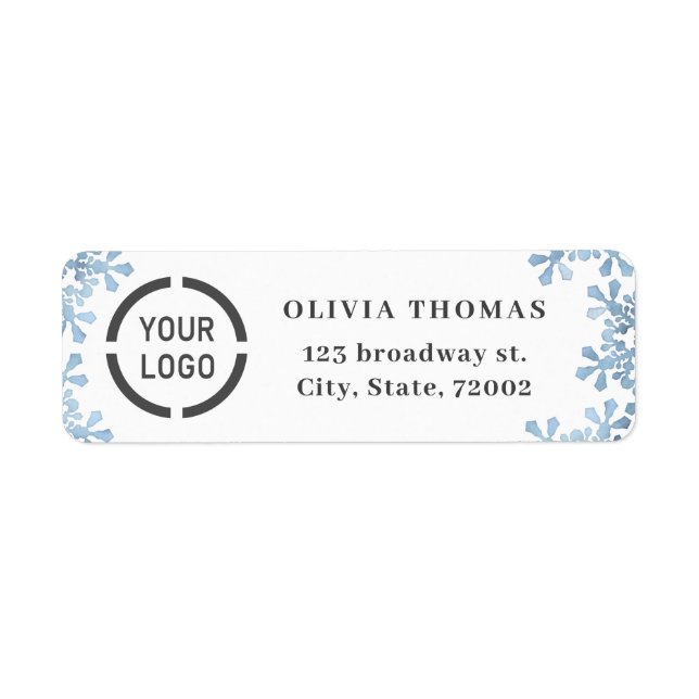 Blue snowflake company logo Return Address Label (Front)