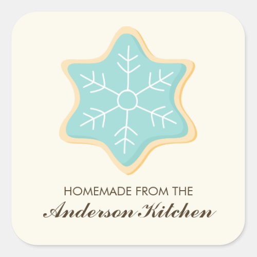 Blue Snowflake Cookie Square Sticker