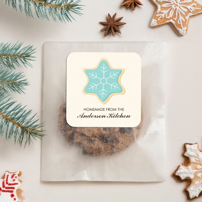 Blue Snowflake Cookie Square Sticker (Creator Uploaded)