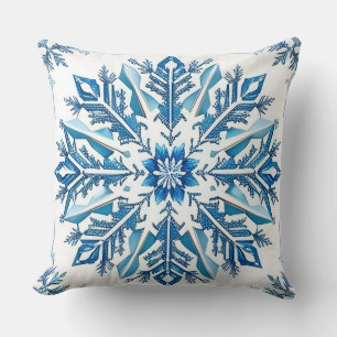 ❄️ Blue Snowflake Cozy Winter Home Style ✨ Throw Pillow
