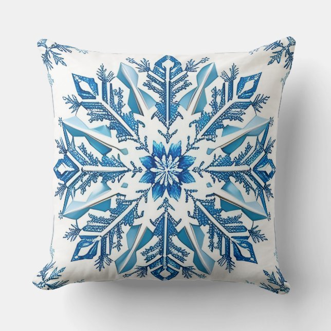 ❄️ Blue Snowflake Cozy Winter Home Style ✨ Throw Pillow (Front)