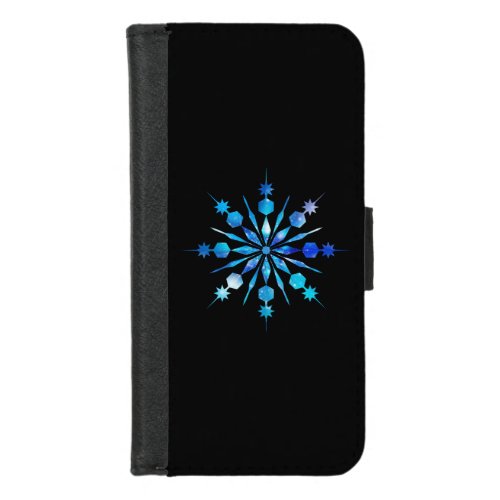 Blue Snowflake Design iPhone 87 Wallet Case