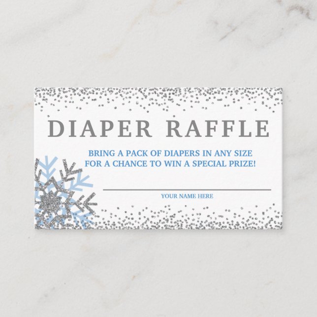 Blue Snowflake Diaper Raffle Cards (Front)