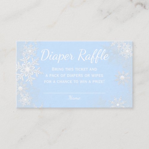 Blue Snowflake Diaper Raffle Tickets Enclosure Card