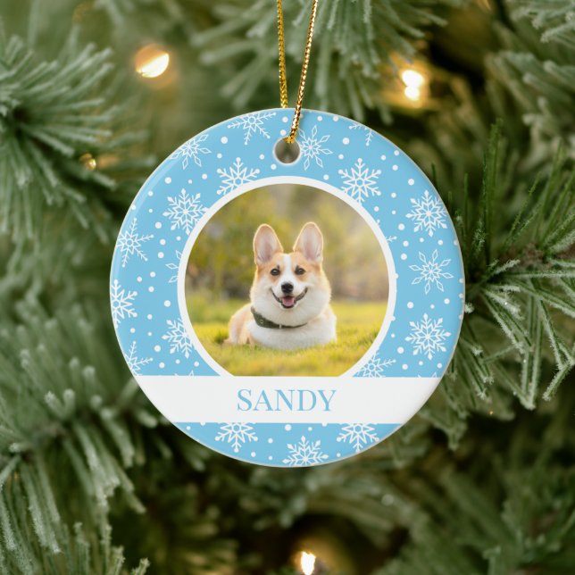 Blue Snowflake Dog Ornament (Tree)