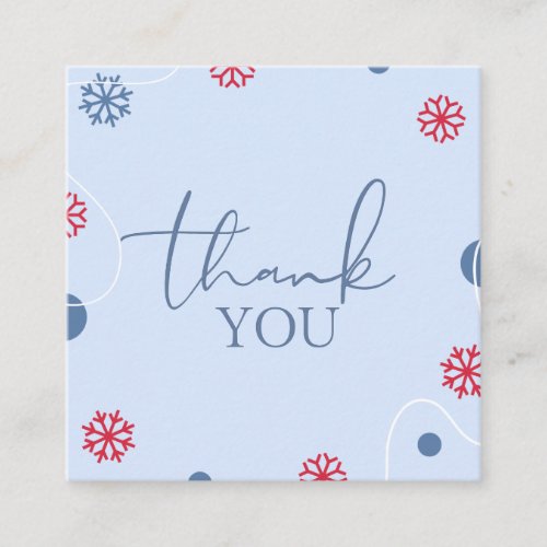 Blue Snowflake Dotted Xmas Theme Thank You Elegant Square Business Card