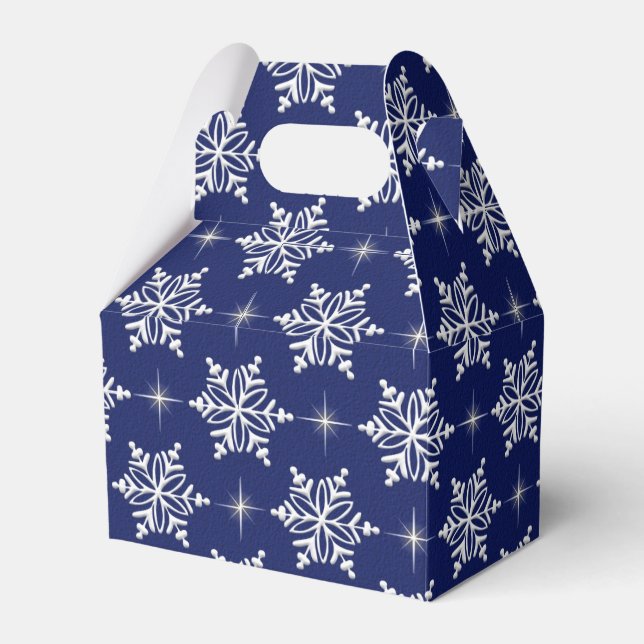 Blue Snowflake Favor Box (Front Side)