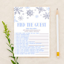 Blue Snowflake Find The Guest Baby Shower Game Stationery