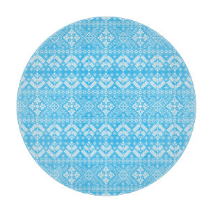 Blue Snowflake & Floral Fair Isle Christmas Cutting Board